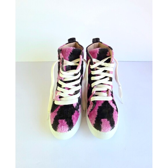 ELYSIAN Emily Morrison Ankara Ikat Silk Velvet High Top Sneakers 38 Pink Black - Picture 14 of 14